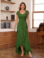 Felicity Arden Olive Green front view mother of the bride dress