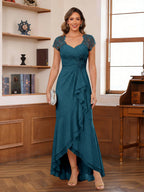 Felicity Arden Teal front view mother of the bride dress