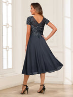 Valerie navy blue back view mother of the bride dress