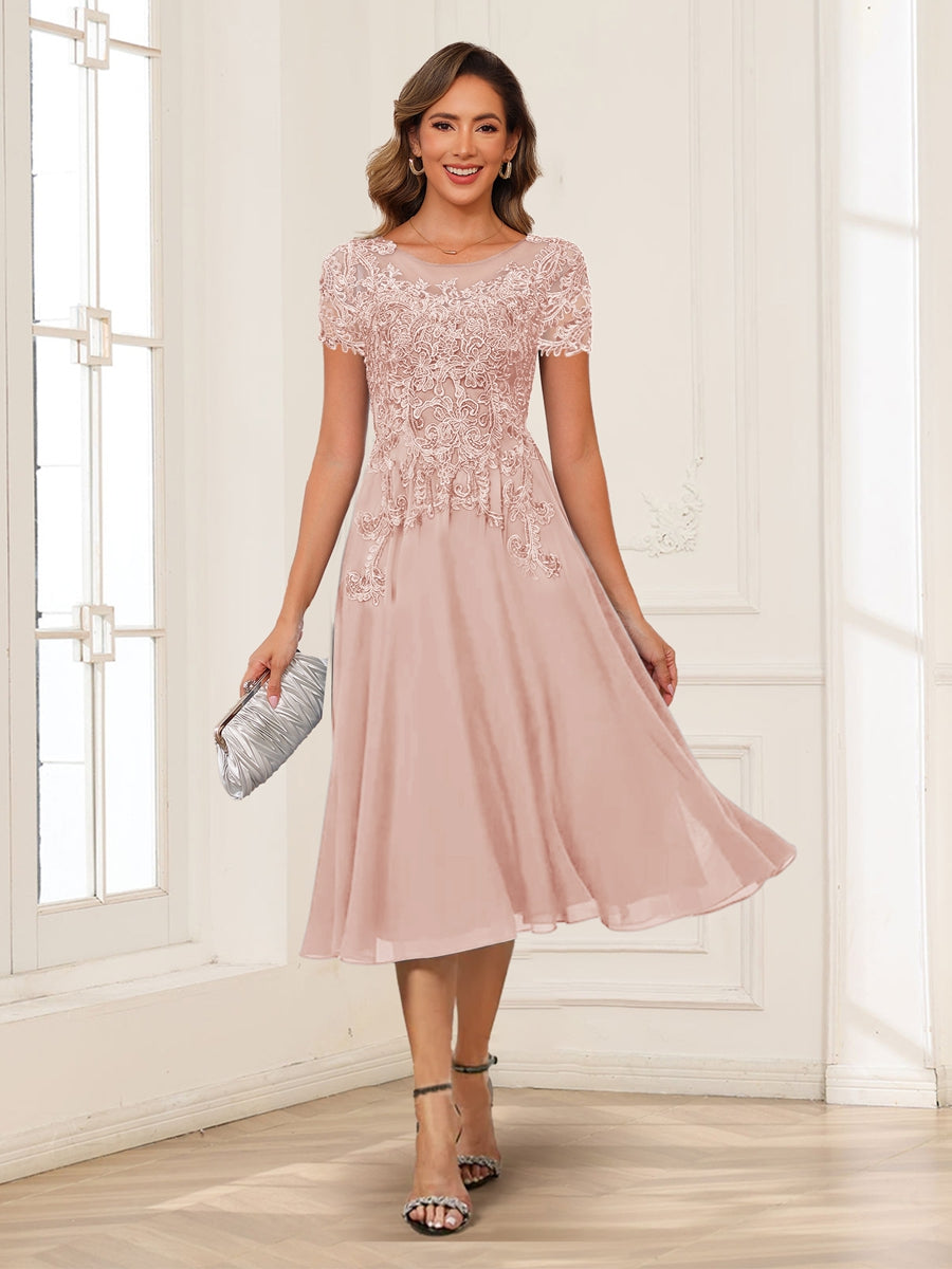 Valerie blush front view mother of the bride dress