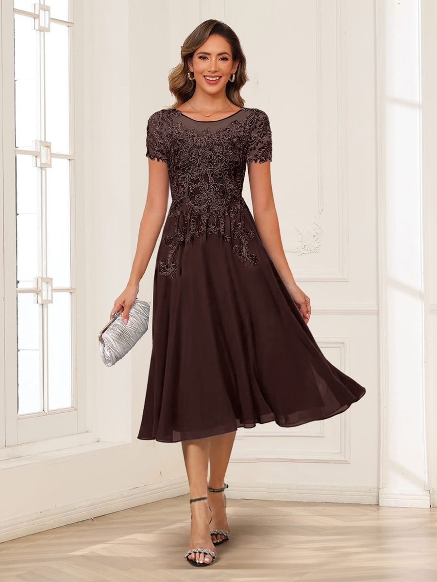 Valerie brown front view mother of the bride dress
