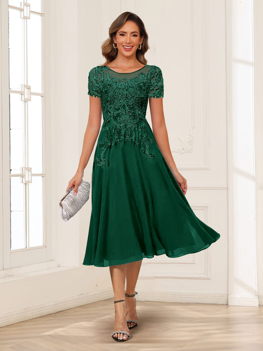 Valerie hunter green front view mother of the bride dress