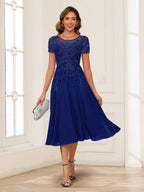 Valerie royal blue front view mother of the bride dress