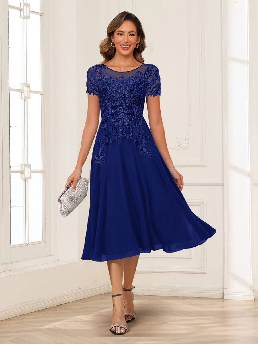 Valerie royal blue front view mother of the bride dress