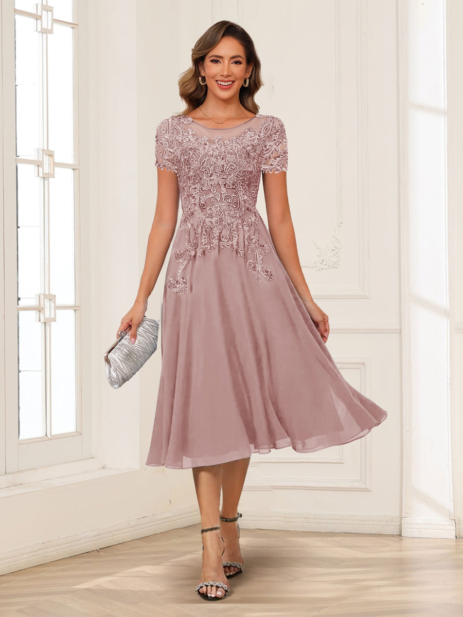 Valerie dusty rose front view mother of the bride dress