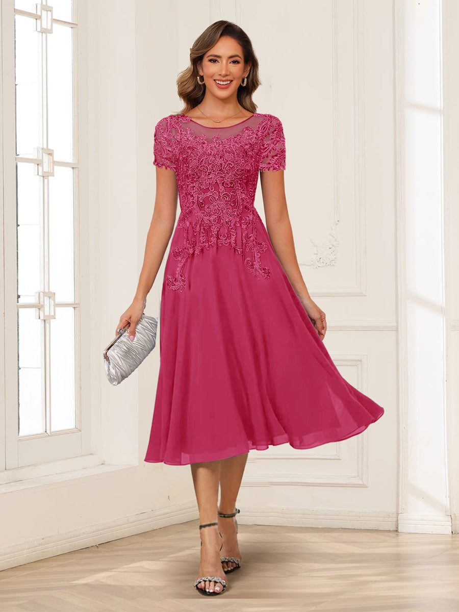 Valerie fuchsia front view mother of the bride dress