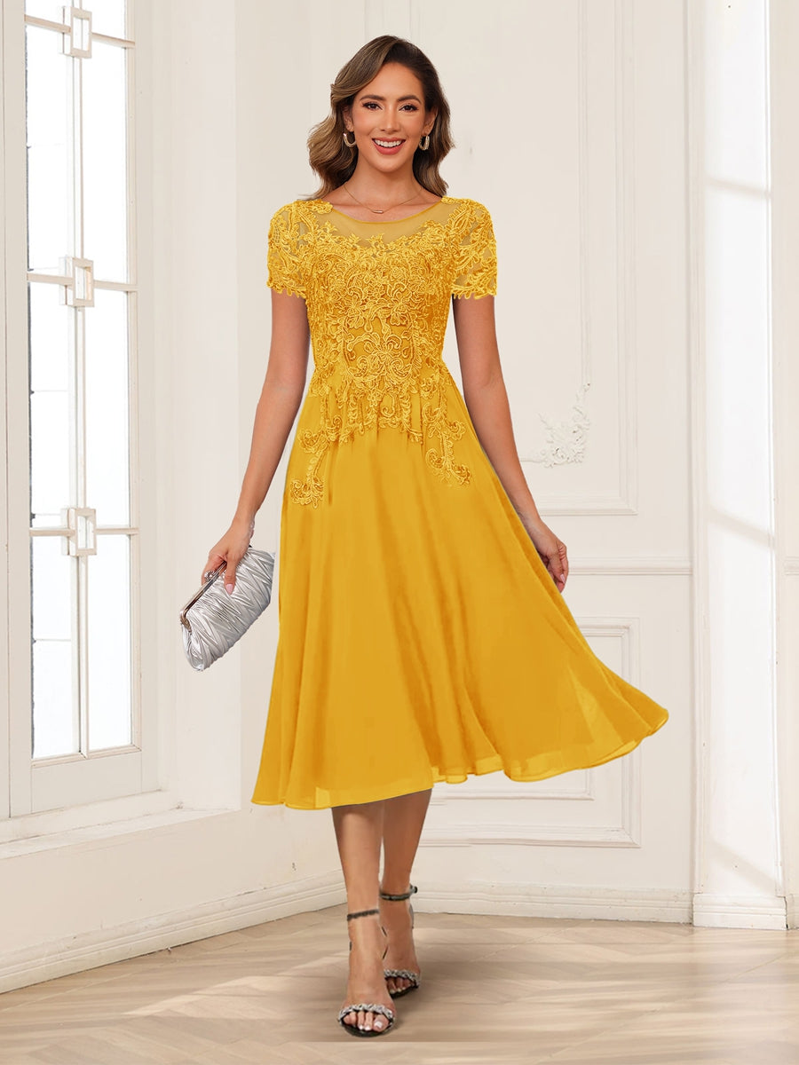 Valerie gold front view mother of the bride dress