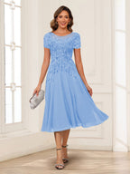 Valerie sky blue front view mother of the bride dress