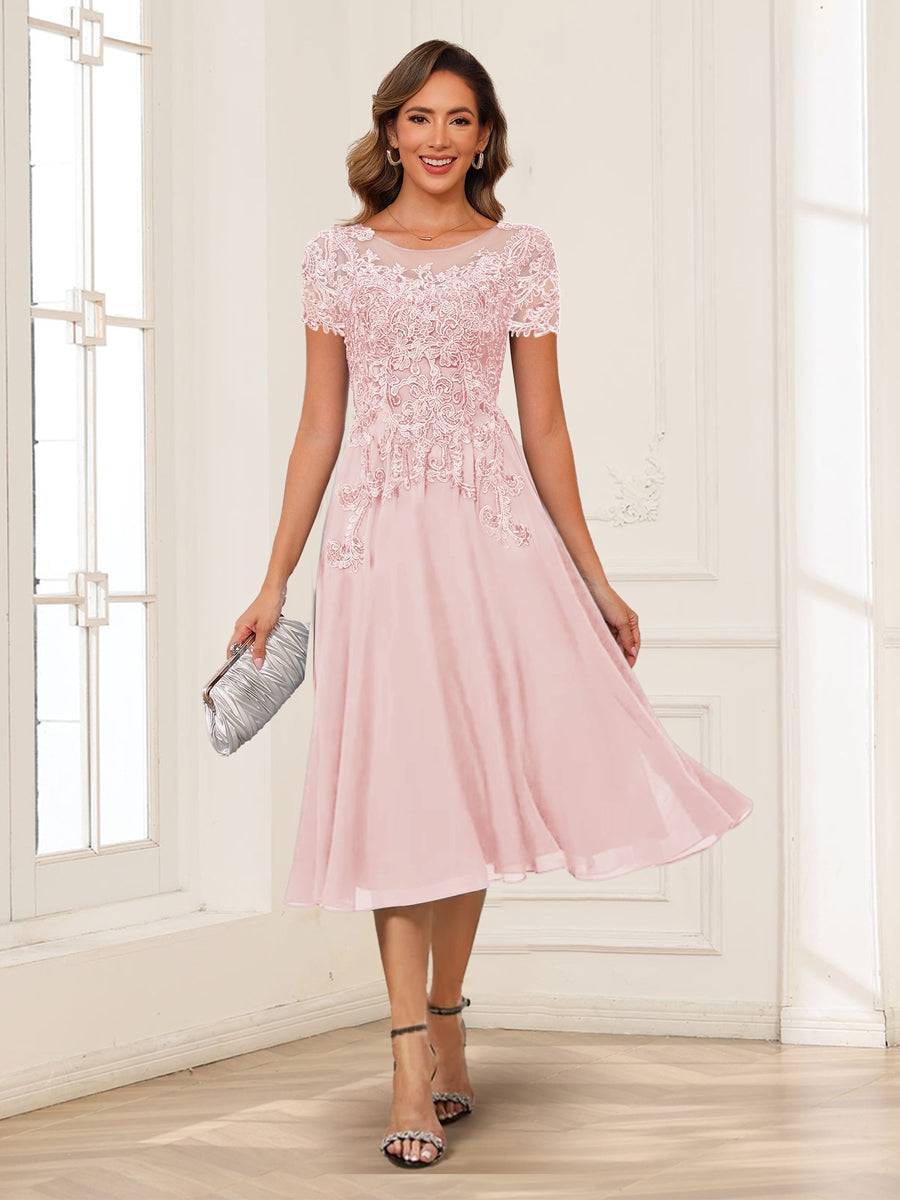 Valerie pearl pink front view mother of the bride dress
