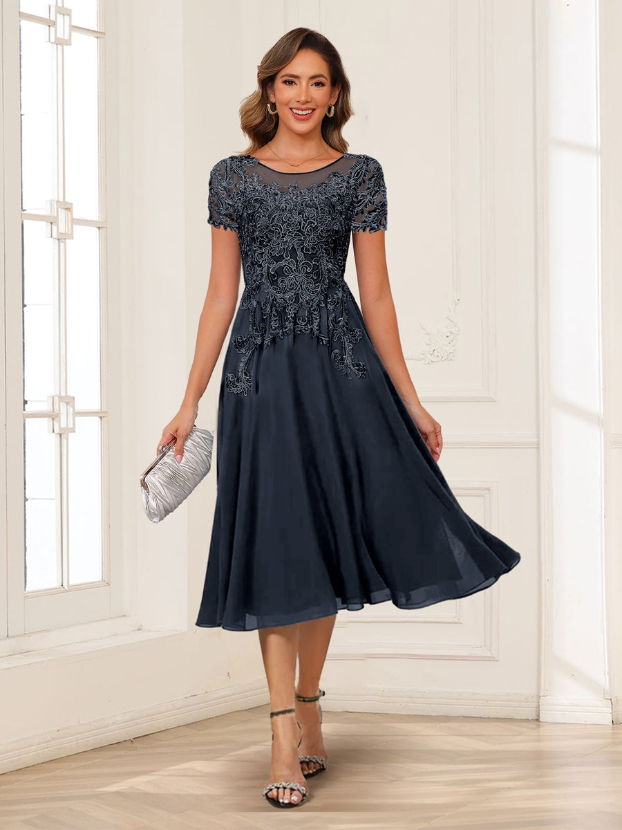 Valerie navy blue alternate front view 2 mother of the bride dress