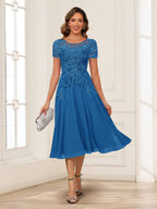 Valerie ocean blue front view mother of the bride dress