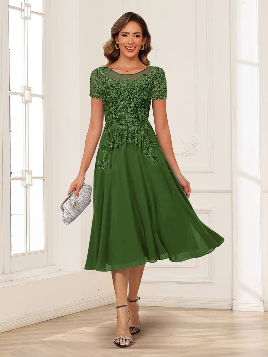 Valerie olive green front view mother of the bride dress