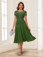 Valerie olive green front view mother of the bride dress