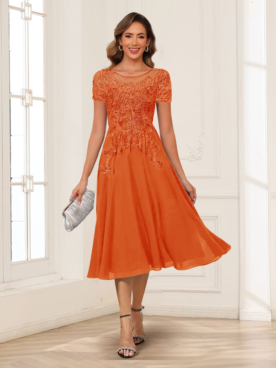 Valerie orange front view mother of the bride dress