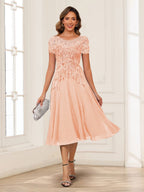Valerie peach front view mother of the bride dress