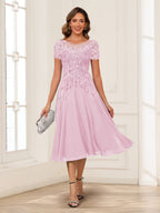 Valerie rose pink front view mother of the bride dress
