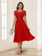 Valerie red front view mother of the bride dress