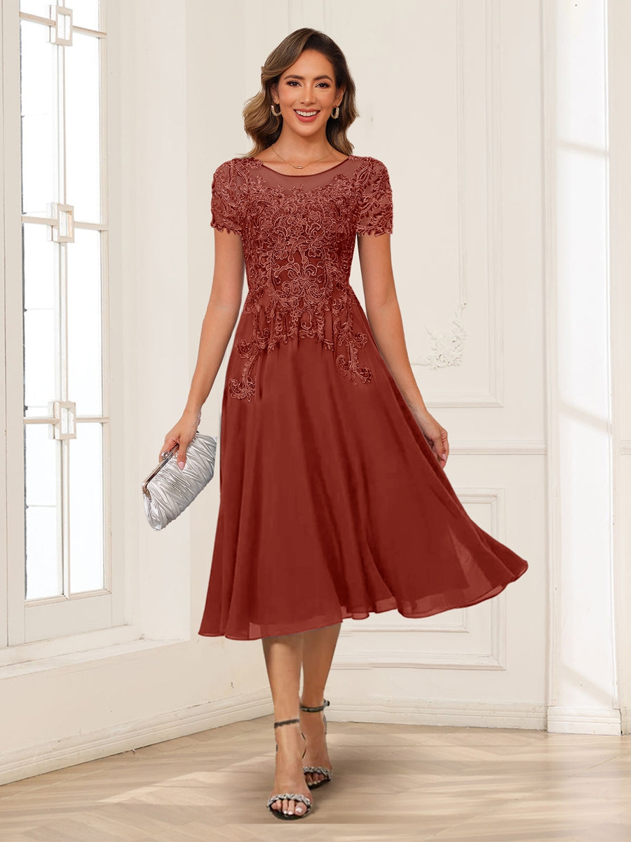 Valerie rust front view mother of the bride dress