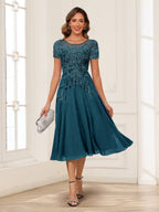 Valerie teal front view mother of the bride dress