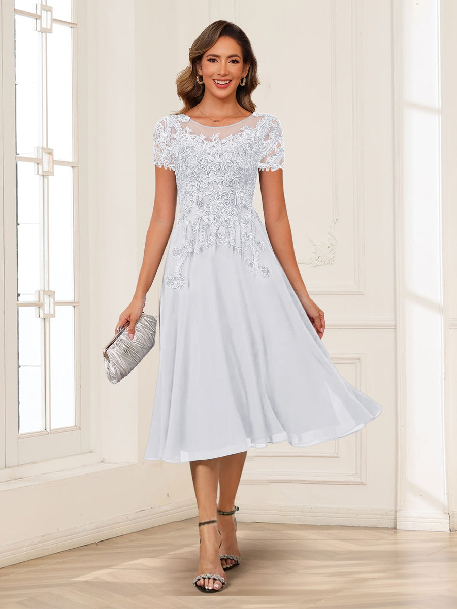 Valerie white front view mother of the bride dress