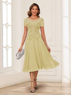 Valerie yellow front view mother of the bride dress