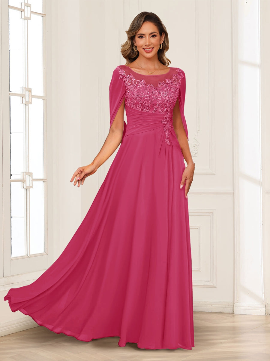 Luna June Fuchsia front view mother of the bride dress