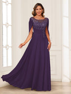 Luna June Grape front view mother of the bride dress