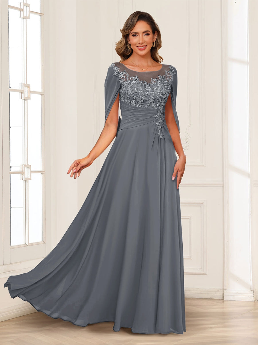 Luna June Grey front view mother of the bride dress
