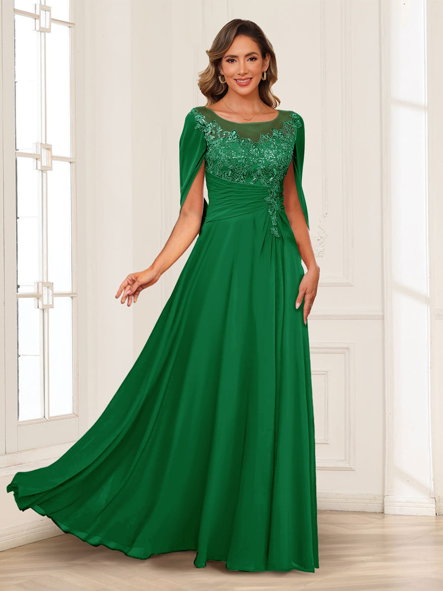 Luna June Forest Green front view mother of the bride dress