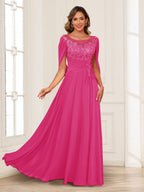 Luna June Hot Pink front view mother of the bride dress