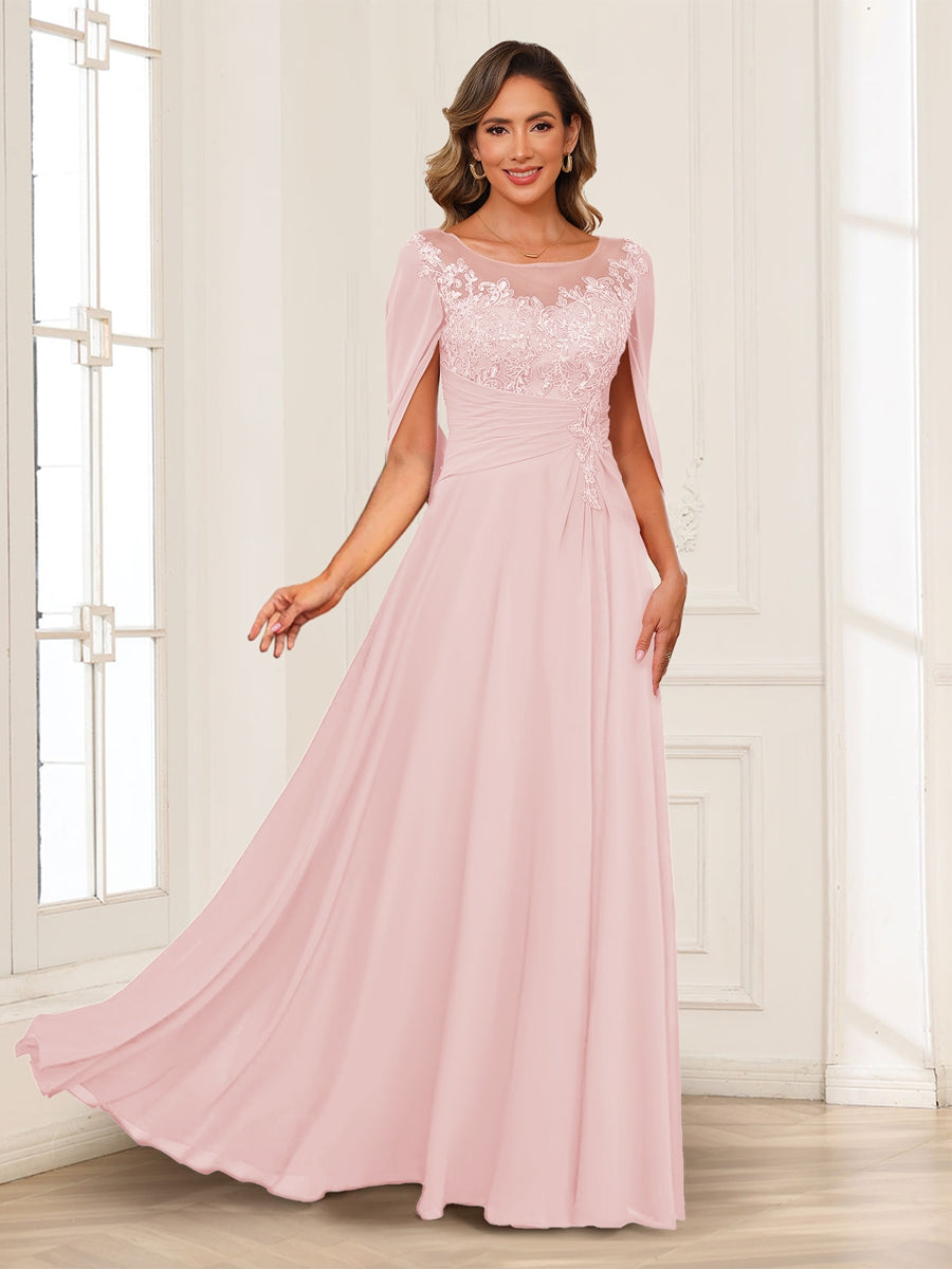 Luna June Pearl Pink front view mother of the bride dress