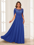 Luna June Royal Blue back view mother of the bride dress