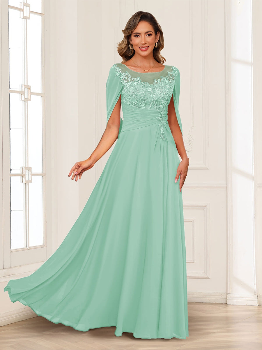 Luna June Mint Green front view mother of the bride dress