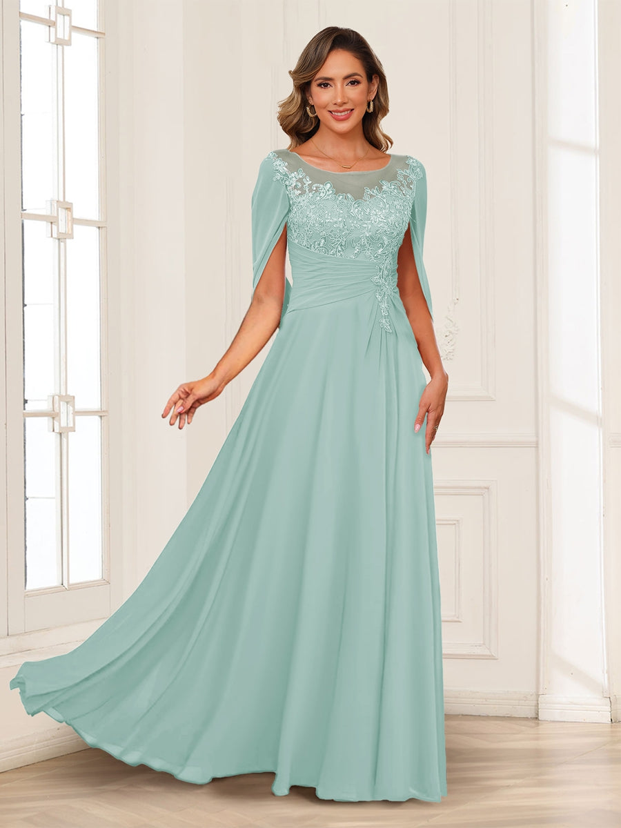 Luna June Pool Blue front view mother of the bride dress