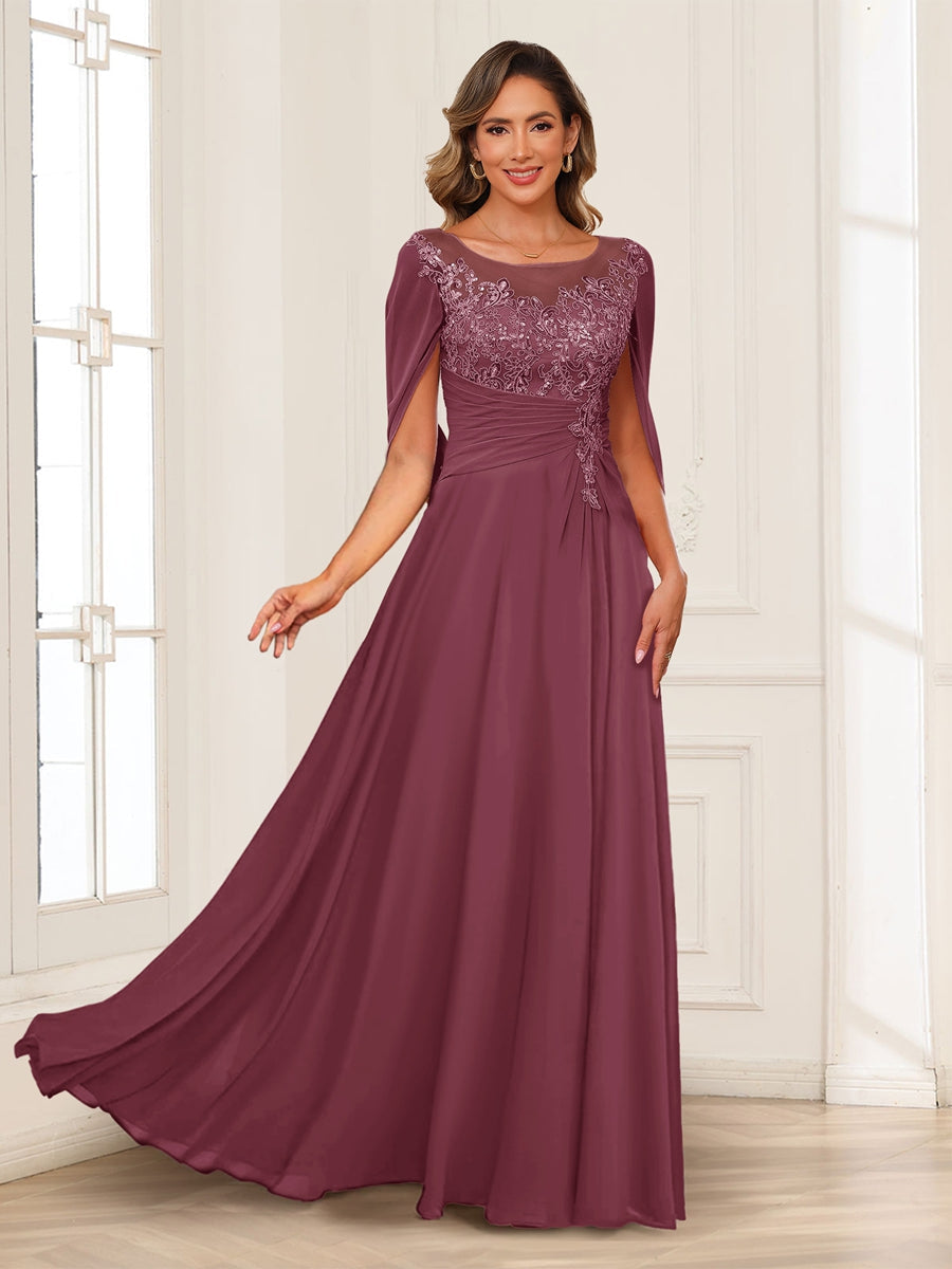 Luna June Plum front view mother of the bride dress