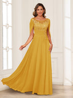 Luna June Gold back view mother of the bride dress