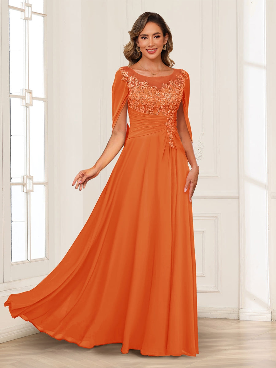 Luna June Orange front view mother of the bride dress