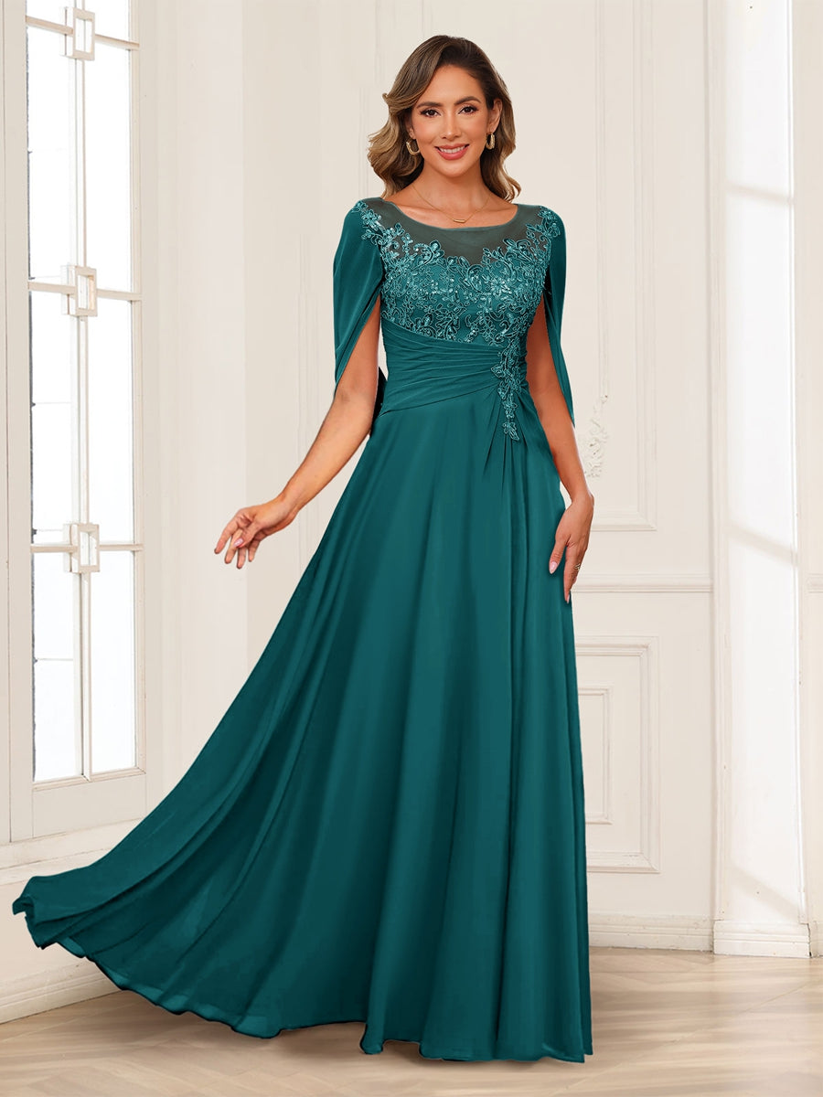 Luna June Peacock front view mother of the bride dress
