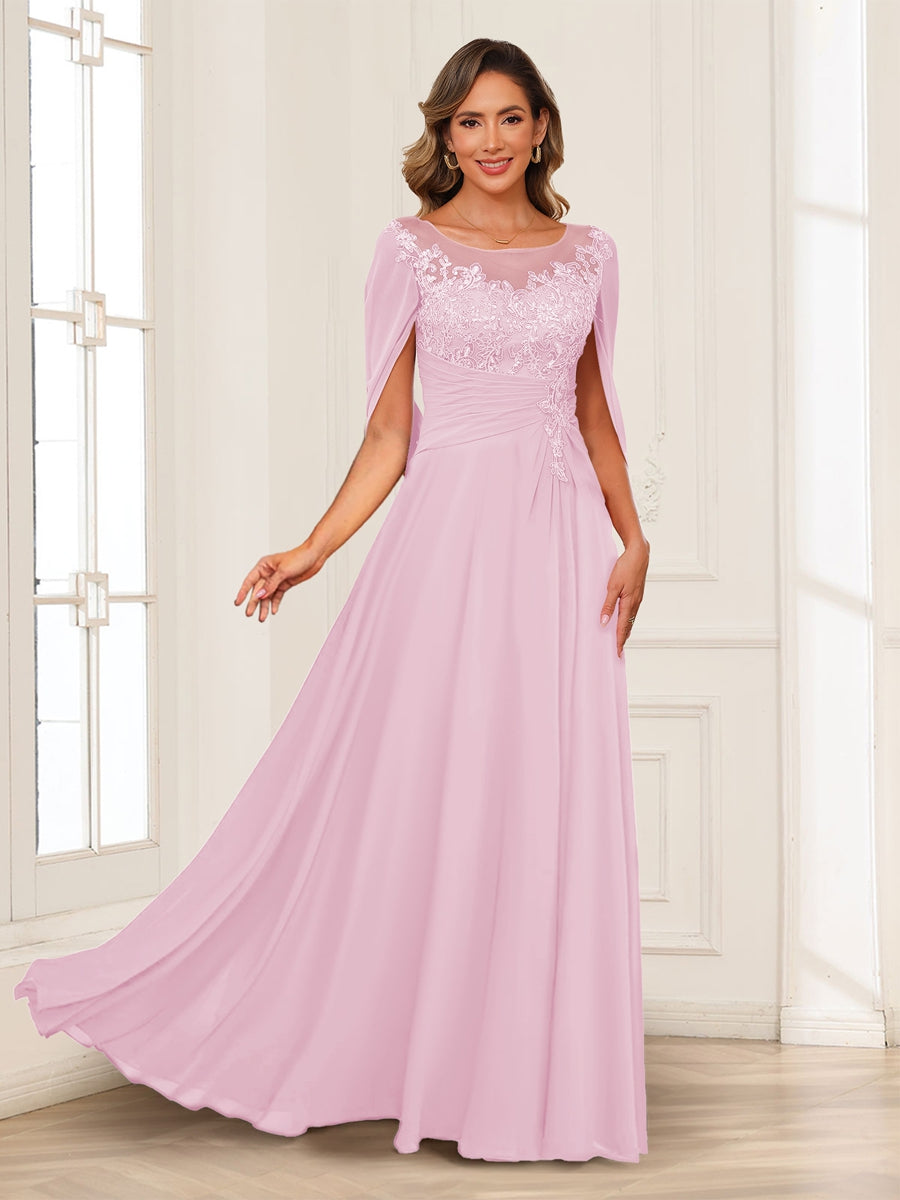Luna June Rose Pink front view mother of the bride dress