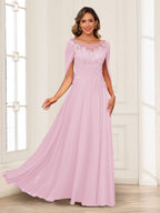 Luna June Rose Pink front view mother of the bride dress