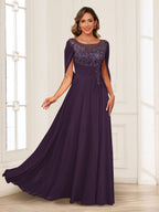 Luna June Plum back view mother of the bride dress