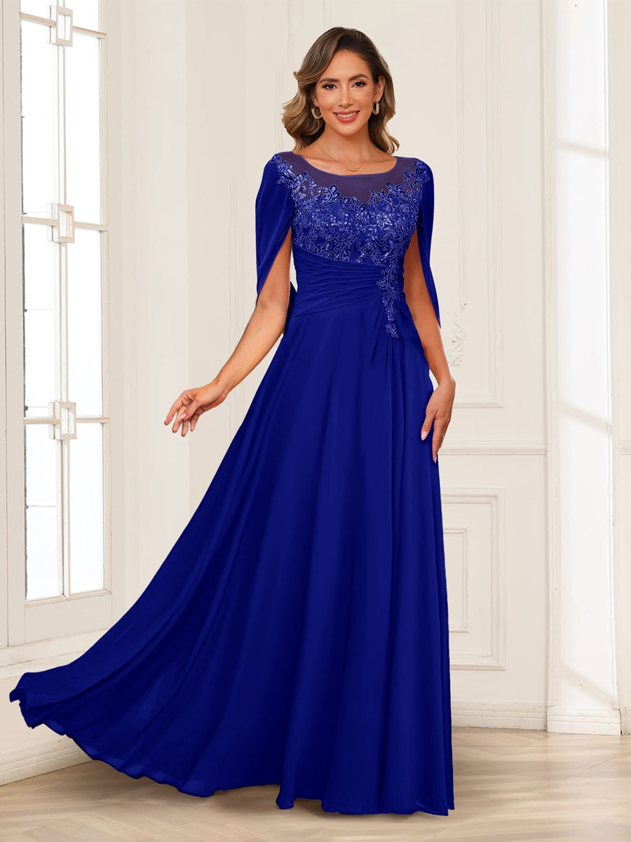 Luna June Royal Blue side view mother of the bride dress