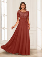 Luna June Rust front view mother of the bride dress