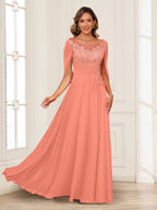 Luna June Coral back view mother of the bride dress