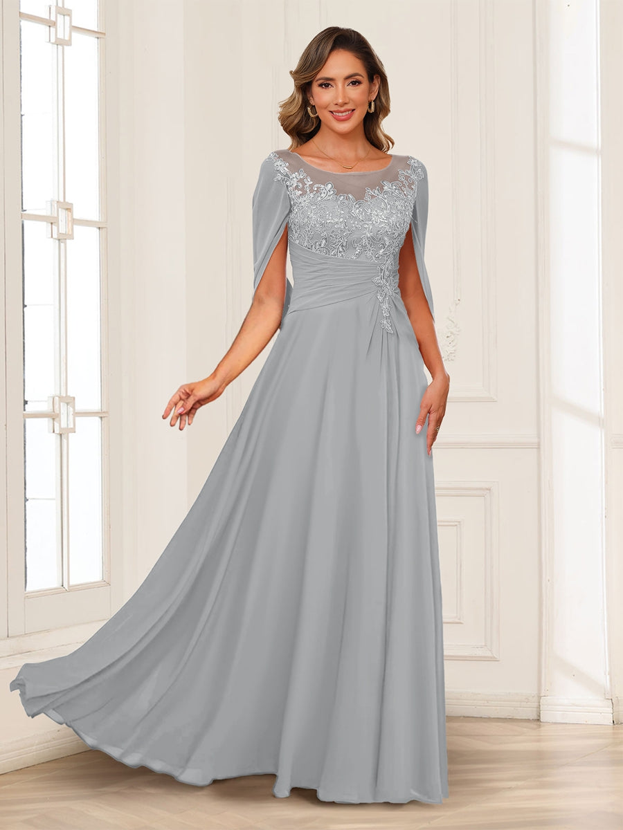 Luna June Silver front view mother of the bride dress