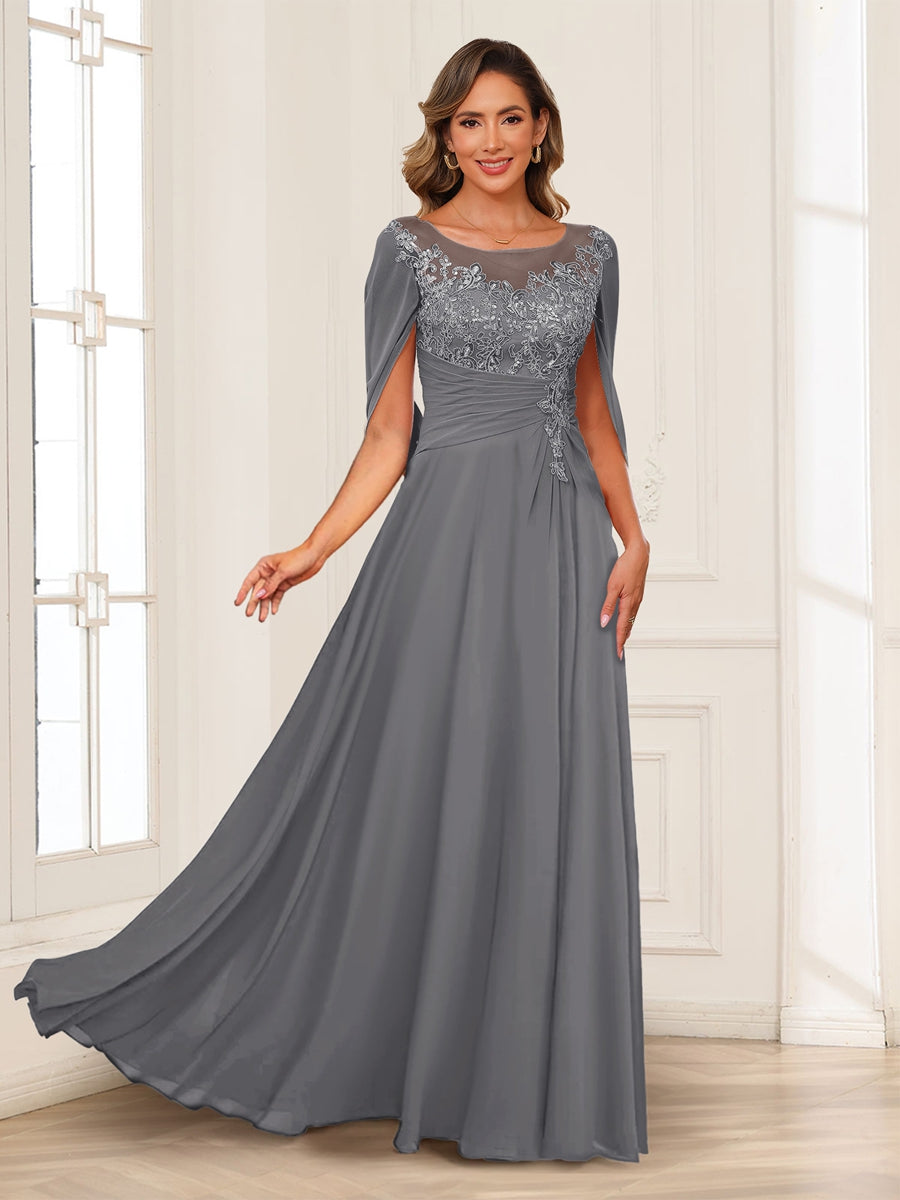Luna June Steel Grey front view mother of the bride dress
