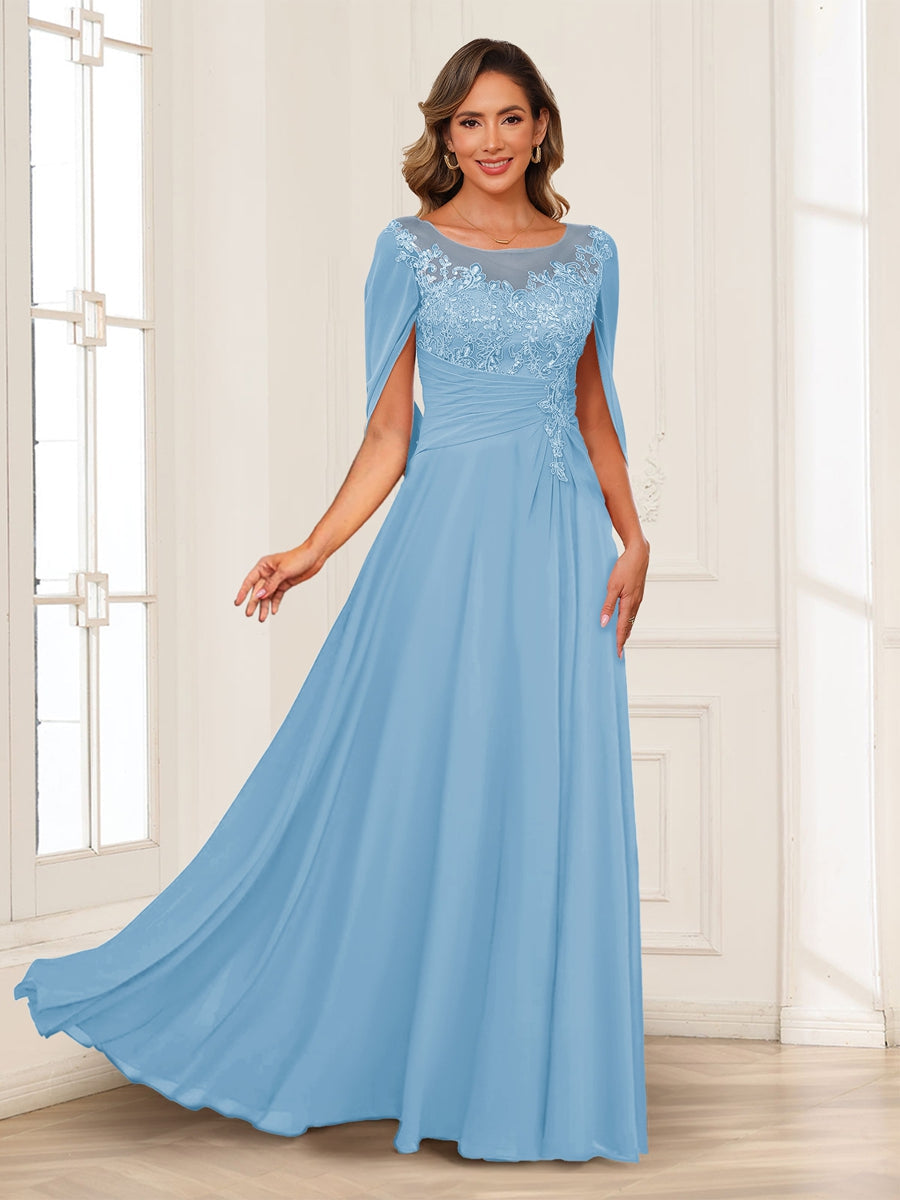 Luna June Sky Blue side view mother of the bride dress