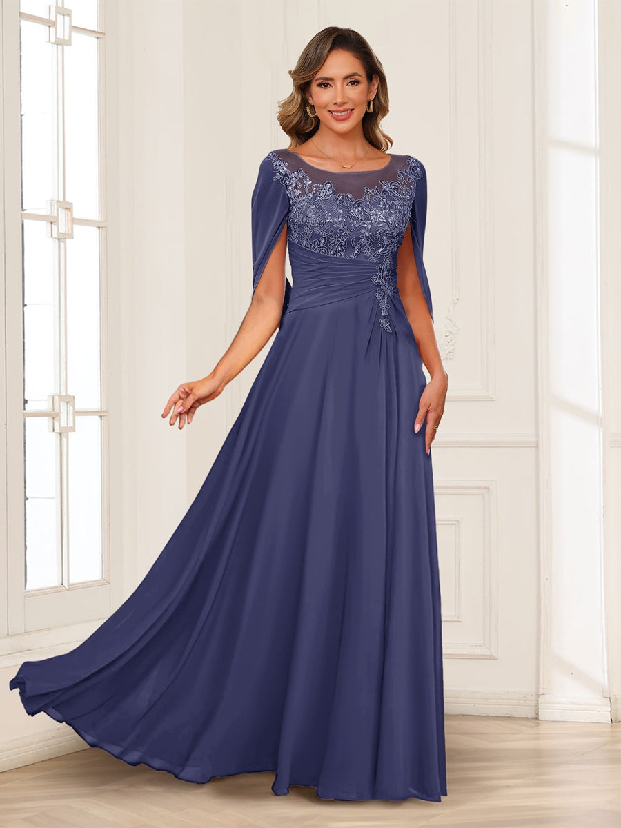 Luna June Dusty Blue back view mother of the bride dress