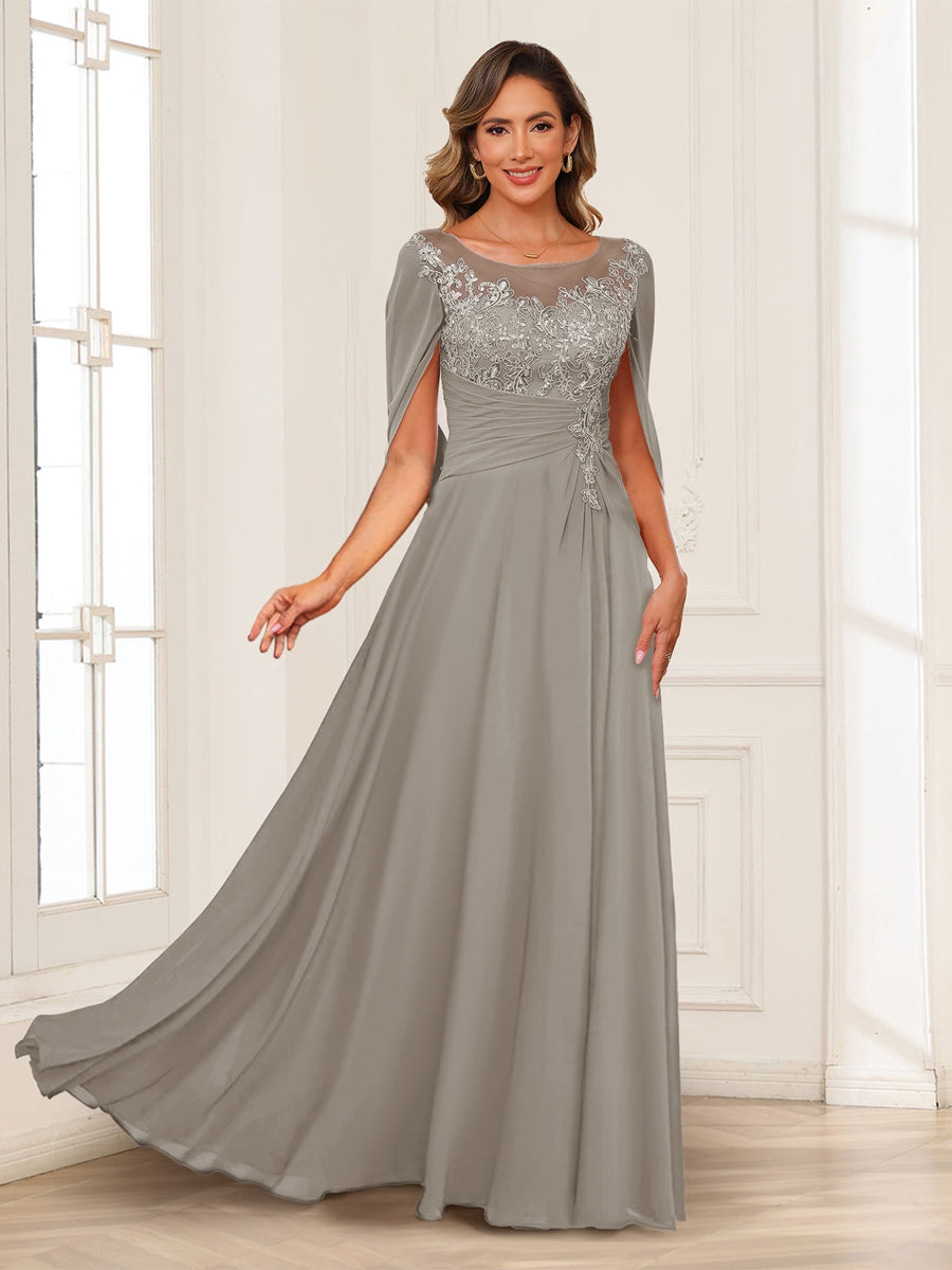 Luna June Taupe front view mother of the bride dress