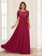 Luna June Burgundy side view mother of the bride dress